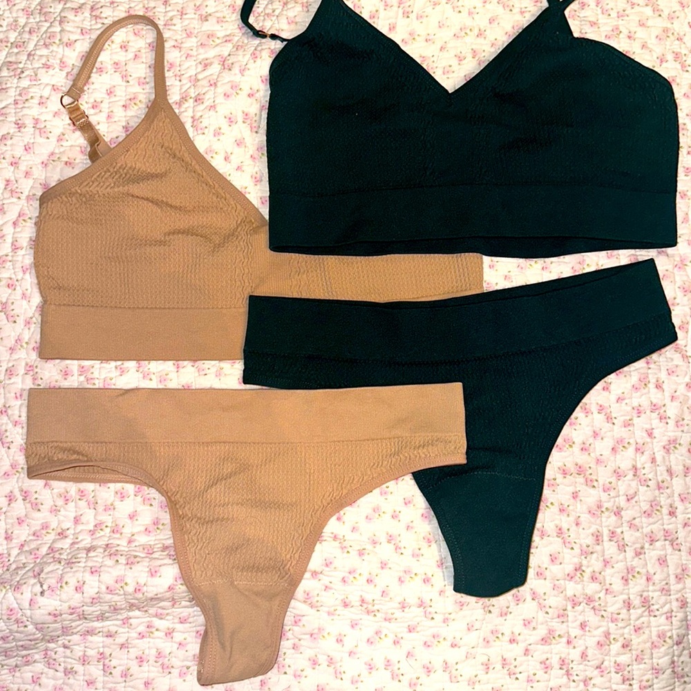 Set of 2 ladies workout/swim bikini bra and panty set